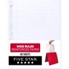 Five Star Loose Leaf Paper, Notebook Paper, Wide Ruled Filler Paper, Reinforced, Fights Ink Bleed, 8 x 10.5, 80 Sheets (150002-23), White