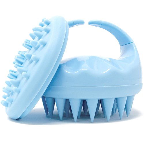 Flathead Hair Scalp Massager and Shampoo Brush for Shower Dandruff Removal - Wet and Dry - Encourages Growth - Includes 2 Massage Removal Heads