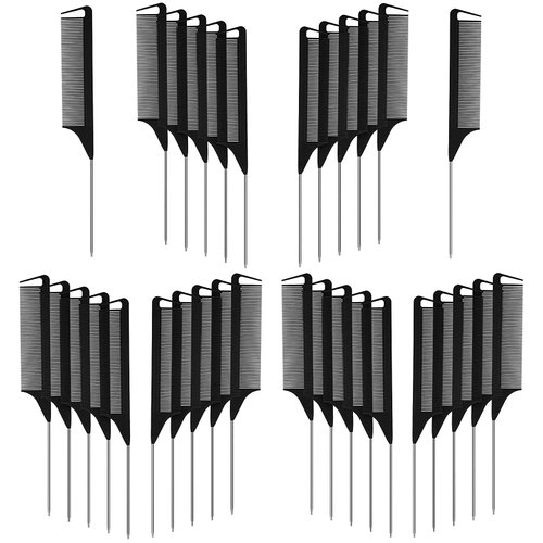Virtue morals Hair Comb, 32 Pieces Carbon Fiber Stainless Steel Rat Tail Comb, Anti Static Heat Resistant Hairdressing Comb for Braids Hair Cutting Hairdressing Styling Tools
