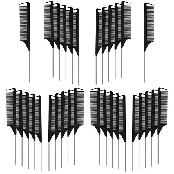 Virtue morals Hair Comb, 32 Pieces Carbon Fiber Stainless Steel Rat Tail Comb, Anti Static Heat Resistant Hairdressing Comb for Braids Hair Cutting Hairdressing Styling Tools