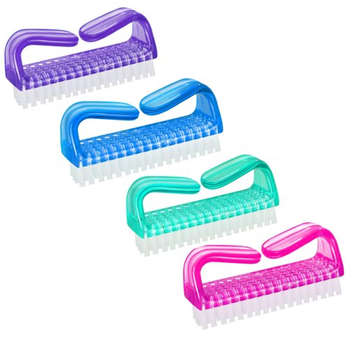 SENIGNOL Handle Grip Nail Brush, 4Pcs Hand Fingernail Cleaning Brush Kit for Nail, Toes, Shower,G...
