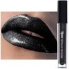 Mynena Diamond Lips | Black with Silver Metallic Finish Lip Gloss | High-Shine, Non-Sticky, Non-Drying | Lipstick Topper | Ebony