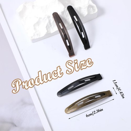 Wanmu 30Pcs Metal Snap Hair Clips for Women, 2.4" Brown Long Barrettes, Small Hairpin for Thick and Thin Fine Hair