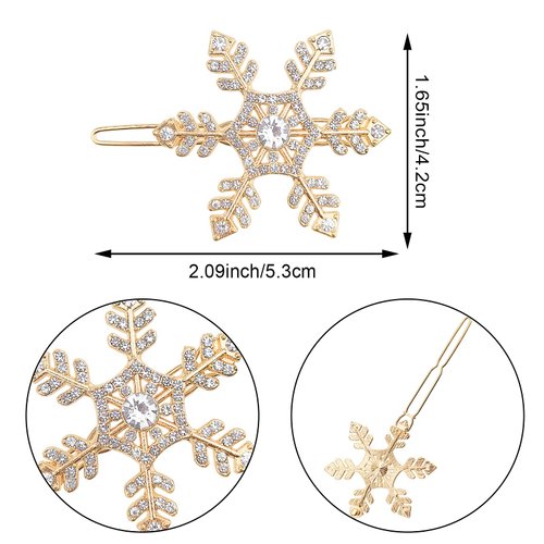 4 PACK Snowflake Rhinestone Hair Clips Winter Holiday Crystal Hairpin Barrette Wedding Bridal Hair Accessories for Women Girls