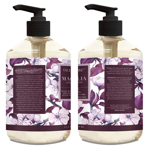 Olivia Care Liquid Hand Soap Magnolia & Essential Oils. All Natural - Cleanse, Germ-Fighting, Moisturize Hand Wash for Kitchen & Bathroom - Gentle, Mild & Natural Scented - 18.5 OZ