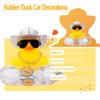 MuMyer Car Rubber Duck 2Pcs Duck Car Dashboard Decorations Yellow Duck Car Ornaments for Car Dashboard Decoration Accessories with Mini Swim Ring Cowboy Hat Necklace and Sunglasses