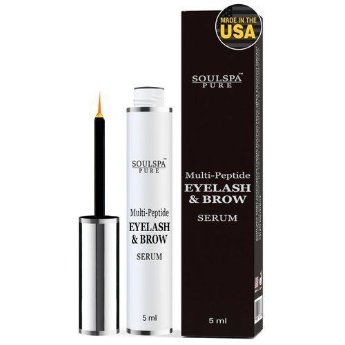 SOULSPA PURE Eyelash Serum - Advanced Brow & Eye Lash Serum with Biotin & Peptides - Nourishing Serum & Eyelash Growth Serum & Conditioner - Promotes Thick, Healthy Eyelashes & Brows - 5 ML