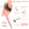 Ms.Queen Lash Tweezers for Eyelash Extensions,Fiber Tip Master Volume Lash Extension Tweezers with Diamond Grip