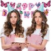 BIEUFBJI Butterfly Birthday Decorations Butterfly Birthday Banner Butterfly Happy Birthday Banner Butterfly Banner Decor Fairy Happy Birthday Banner Fairy Garden Birthday Party Supplies