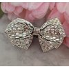 Bling Rhinestone Bow Hair Clip for Ponytail Holder, White Crystal Bowknot Spring Clip French Side Hair Barrettes Hair Pins Accessories for Women
