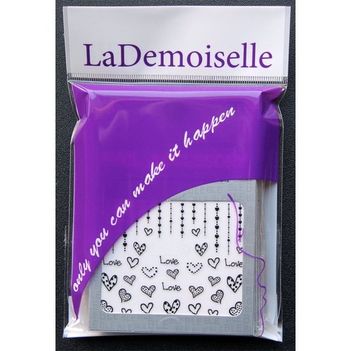 Lovely Nail Art 3D Stickers Decals Silver Gold Black & White Variety Pack of 10 - Long Ornaments ♥ Hearts ♥ Fish ♥ - / GSBWIII /