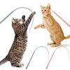 XLSXEXCL 2 Pcs Cat Toy Wand, Cat Toys Interactive Cat Toys for Indoor Cats Silicone Tail Teaser Toy Cat Toys for Bored Indoor Adult Cats Safe Silicone Cat Wand Toy