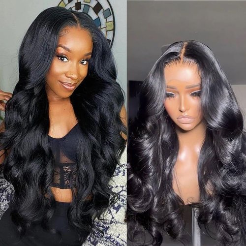 MDL 24 Inch 13x4 Human Hair Lace Front Wigs Body Wave Wigs 100% Unprossed Human Hair Lace Front Wigs Pre Plucked Glueless Wigs Human Hair 200% Density HD Transparent