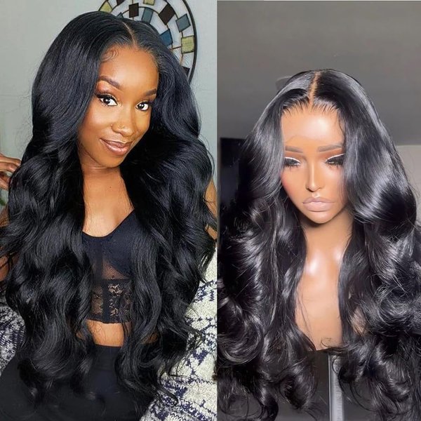 MDL 24 Inch 13x4 Human Hair Lace Front Wigs Body Wave Wigs 100% Unprossed Human Hair Lace Front Wigs Pre Plucked Glueless Wigs Human Hair 200% Density HD Transparent