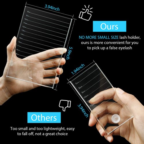 Maitys Lash Tile Glass Pallet Eyelash Crystal Pallet Bigger Size Eyelash Extension Pallet False Lash Tray Strip Adhesive Glue Holder for Eyelash Extensions(5.9 x 3.94 x 0.31 Inch,Transparent)