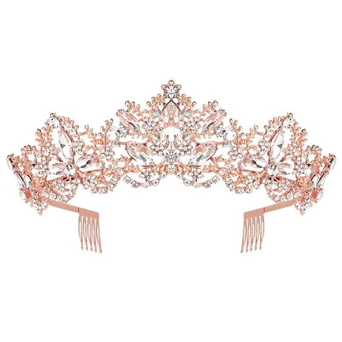 Didder Rose Gold Tiaras for Women Bridal Tiara, Crystal Tiaras and Crowns for Women Princess Tiaras for Girls Birthday Crown for Prom Wedding Party Halloween Costume Hair Accessories Christmas Gift