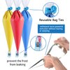 122Pieces Tipless Piping Bags - 100pcs Disposable Piping Pastry Bag for Royal Icing/Cookies Decorating - 10 Pastry Bag Ties,10 Clips &2 Scriber Needle - Best Cookie Tools (12 Inch)