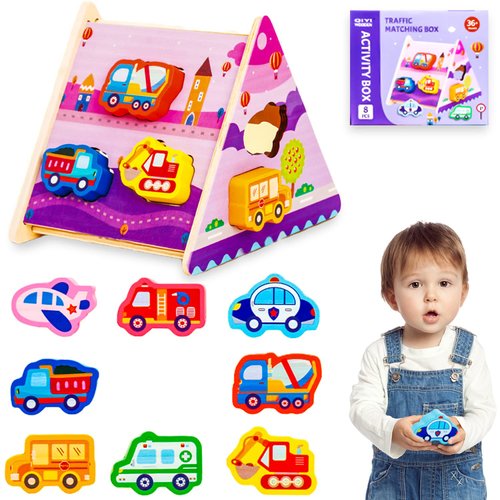 Dinosaur Toys for Kids 3-5,Wooden Dinosaur Puzzles Montessori Toys for 1 2 3 4 5 Year Old Boy Girl Toddler,Sensory Stacking Blocks Dinosaur Toys for Kids 2-4 (Transportation)
