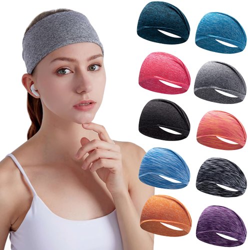 Workout Headbands for Women, Sport Hair Bands for Women's,sweatbands Non Slip Yoga Hairbands for Fitness Travel Athletic Elastic Moisture Wicking Style 1-10 Color