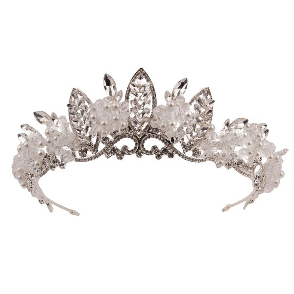 LIMELIA Elegantly Designed Crystal Bridal Crown | Handcrafted Wedding Tiara for Women and Girls-Silver