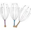 rosenice Scalp Massager Hand Held Therapeutic Head Scratcher Steel Wire Head Massager with Wooden Handle for Home Spa Relief and Relaxation (3 Packs)