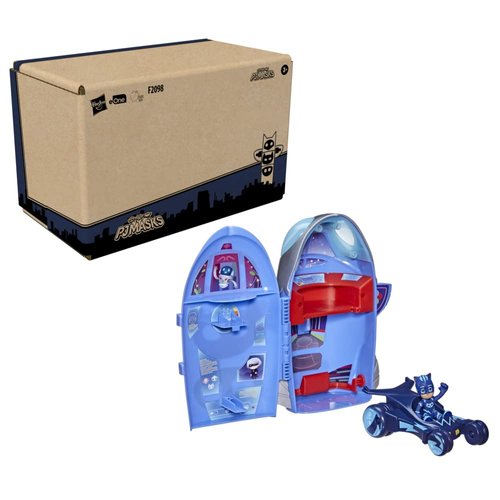 PJ Masks 2-in-1 HQ Playset, Headquarters and Rocket Preschool Toy for Kids Ages 3 and Up, Includes Catboy Action Figure and Cat-Car Vehicle