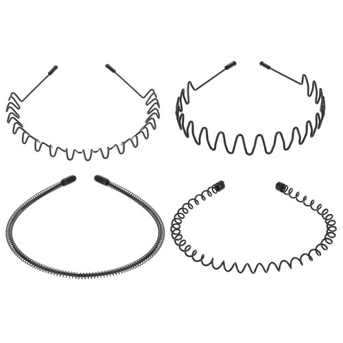 Sibba Headbands For Women 4 PCS Zig Zag Hair Band Washing Face Hairband Holder Elastic Metal Hair Hoops Non Slip Headpiece 90s Comb with Teeth Headwear Thin Curly Wavy Spring Hairbands Beauty