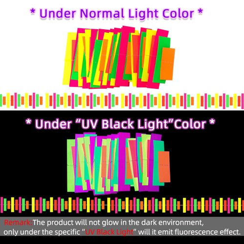 54feet UV Neon Streamers Glow Garland Stripe Hanging Glow in The Dark Glow Party Decorations Blacklight Reactive Fluorescent Black Light Party Kit Neon Party Supplies for Birthday Wedding