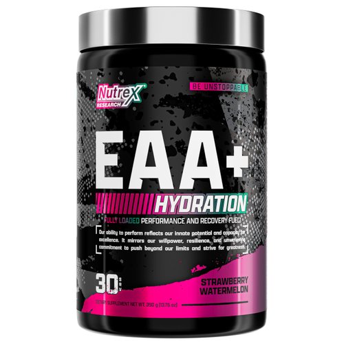 Nutrex Research EAA Hydration | EAAs + BCAA Powder | Muscle Recovery, Strength, Muscle Building, Endurance | 8G Essential Amino Acids + Electrolytes | Strawberry Watermelon 30 Serving