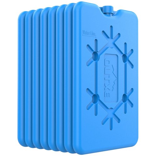 OUTXE Ice Packs for Lunch Box 8 Pack- Reusable Ultra-Thin Freezer Packs - Long-Lasting Cool Packs for Coolers, Keep Food Fresh and Cold in Lunch Boxes and breastmilk Bags - 8 Pack (Blue)