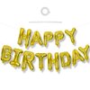 TONIFUL 3D Gold Happy Birthday Balloons Banner with Ribbon Straw, 16 Inch Mylar Foil Letters Birthday Sign Banner Balloon Bunting Reusable for Girls Boys Kids & Adults Birthday Halloween Supplies