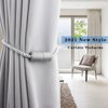Porlau 6 Pack Grey Strong Magnetic Curtain Tiebacks Outdoor Elegant Decorative Tie Backs Modern Rope Tiebacks for Drapes Window Curtain Holdbacks for Draperies