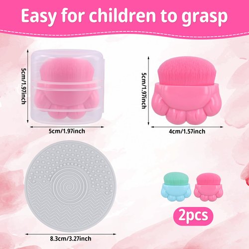 2pcs Sunscreen Applicator, Sunblock Buddy Brush with Protective Case Portable Sun Lotion Applicator Soft Bristle Foundation Sun Cream Brush Set with Brush Cleaning Pad for Kids Children Travel