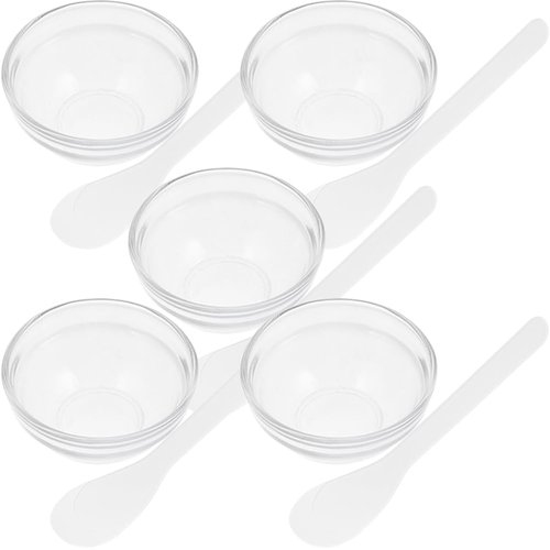 FOMIYES Terrarium 5 Sets Facial Masks Mixing Bowl Set Glass Cosmetic Mix Bowl Clear Prep Measuring Bowl DIY Mud Masks Mix Bowl with Spoon for Home Salon Skincare Products Makeup Kit