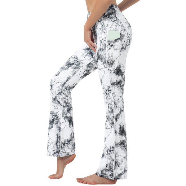 BUBBLELIME 29"/31"/33"/35" 4 Styles Women's High Waist Bootcut Yoga Pants - Side Pockets_ARABESCATO L-33 Inseam