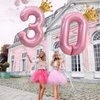 40 Inch Pink Number 7 & Mini Crown Balloon for Birthday Party Decorations, 7th Birthday Party Decorations Pink Theme Party Balloons Decorations Supplies