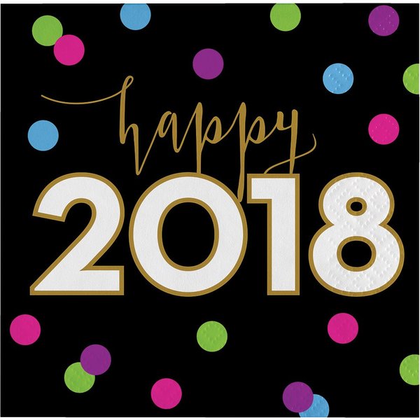 Creative Converting 192-Count Beverage Paper Napkins New Years Cheers