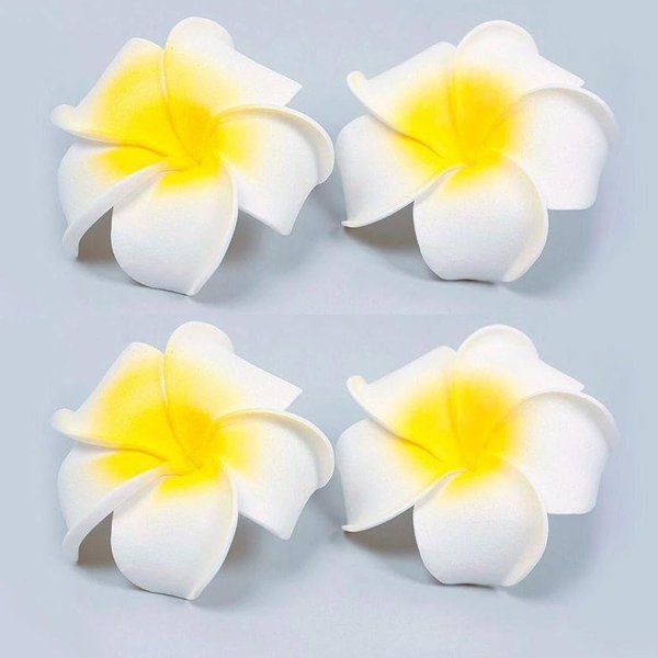 4Pcs White Hawaiian Plumeria Flower Hairpins Women Hawaiian Hawaii Bohemia Style Plumeria Foam Flower Hair Clips Hair Barrette Hairpin For Bridal Wedding Party Beach Holiday Clips