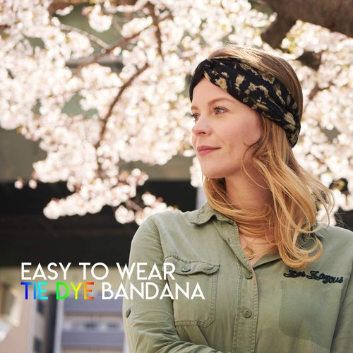 CHARM Womens Boho Tie Dye Headband - Fashion Turban Headwrap Hippy Yoga Hairband Twist Knot Festival Hair Band A