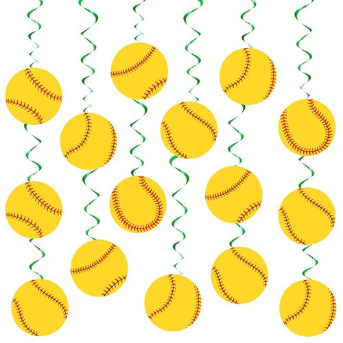 30 Pieces Softball Party Decoration Swirls Sports Hanging Swirl Decorations Sports Birthday Party Supplies Softball Party Supplies Softball Decor Sport Theme Ceiling Streamers for Softball Fans Club