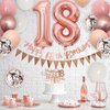 18th Birthday Decorations Retro Pink Rose Gold,18th Birthday Balloons,Happy 18th Birthday Banner with Cake Toppers Number 18 Balloons Confetti Balloons for Girls Women Birthday Party Decorations
