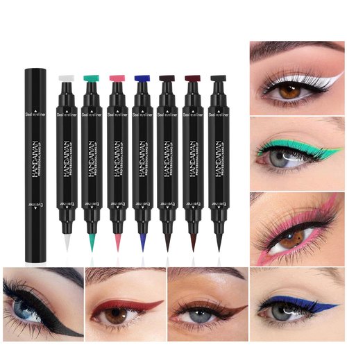 MAEPEOR Eyeliner Stamp 6 Colors Winged Eyeliner Stamp Long Lasting Waterproof and Smudgeproof Liquid Eyeliner for Beginner or Makeup Artist