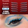 Uranian Eyeliner Stickers Glitter Eyeliner Stickers with Rhinestones Instant Adhesive Eye Line Strip Reusable Eyeshadow Stickers Colorful Eyelid Tape for Party Eye Makeup Tool for Women (Blue)