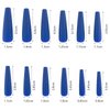AddFavor XXL Extra Long Press on Nails Coffin Matte Fake Nails Full Cover Acrylic False Nails 12 Sizes 120pcs Blue Nail Tips for Women Fingernails Manicure Design