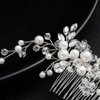 Leadigol 2PCS Bride Wedding Hair Comb Rhinestone Pearl Hair Pieces, Pearl Crystal Flower Leaves Hair Comb, Crystal Hair Accessories for Women & Girls