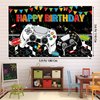KimaruLZ Gamer Birthday Party Decorations - 174Pcs Black and White Video Game Gaming Party Supplies For Boys Birthday - Backdrop, Table Cover, Hanging Swirls, Cupcake Cake Topper, Balloons, Stickers