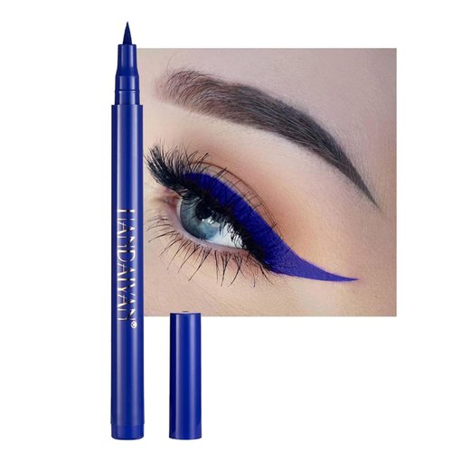 Dragonranee Liquid Matte Eyeliner, Rainbow ColorfulNeon Eyeliner Pencil Pigmented Waterproof Smudgeproof Long Lasting Gel Eye Liner Pen Christmas Halloween Makeup Gift Kit for Women (Deep Blue#6)