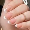 AddFavor French Tip Press on Nails Short Oval Fake Nails, 120pcs White French Tips Nails Press on Medium Almond False Acrylic Nails for Women and Girls