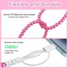 VOFUOE USB C Cable 2 in 1 Multi Charging Cable USB A to USB C Cable USB A to iPhone Cable Fast Charging Cord Bead Chain for Girls Women Extra Long 6.6FT for iPhone 16 Pro Max iPad 10th Gen-Hot Pink