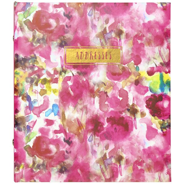 C.R. Gibson Floral Watercolor Refillable 6-Ring Address Book, 440 Entries, 6.5" W x 7.25" L